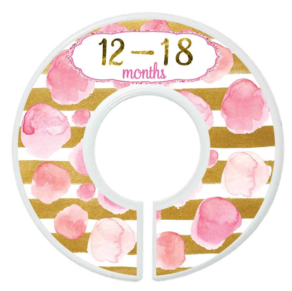Nursery Closet Dividers Closet Organizers Baby Girl Clothes Dividers Pink Gold Stripes
