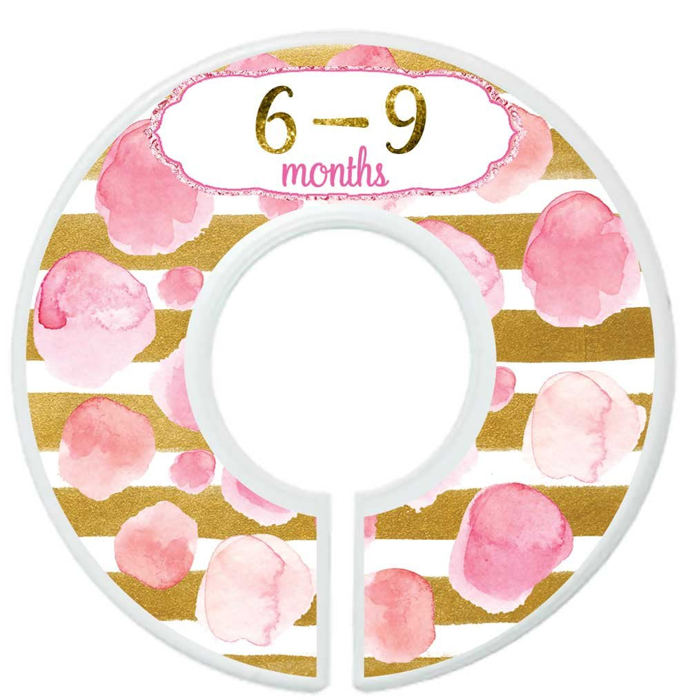 Nursery Closet Dividers Closet Organizers Baby Girl Clothes Dividers Pink Gold Stripes