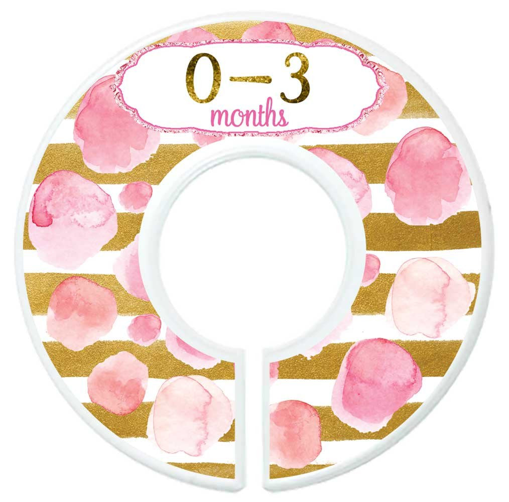 Nursery Closet Dividers Closet Organizers Baby Girl Clothes Dividers Pink Gold Stripes
