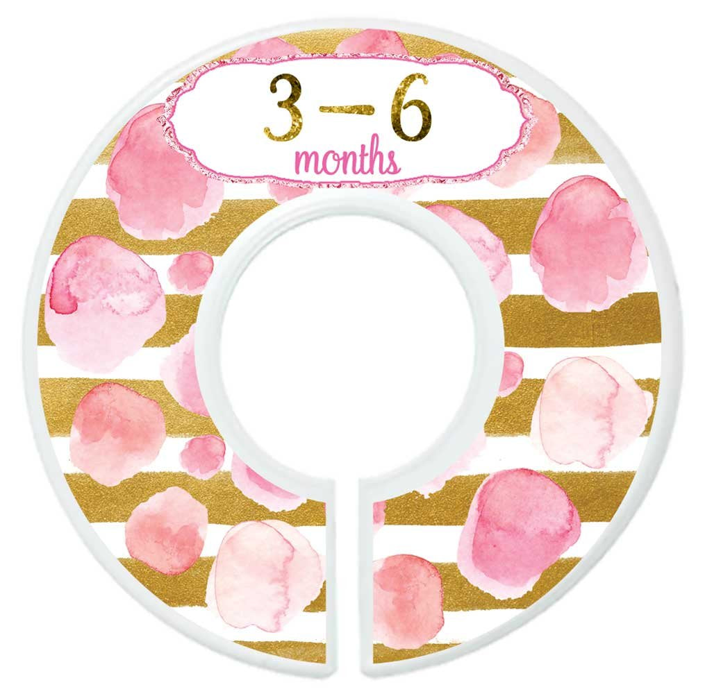Nursery Closet Dividers Closet Organizers Baby Girl Clothes Dividers Pink Gold Stripes